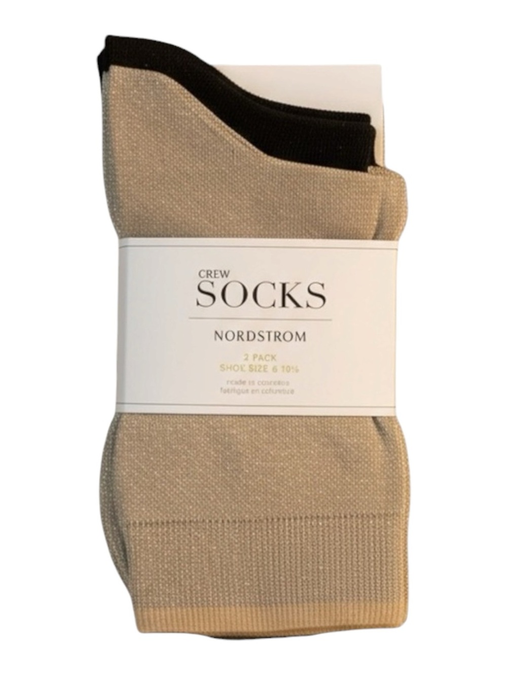 new Nordstrom ☀︎︎ 2 Pack Deluxe Lurex Crew Socks ☀︎︎ Black Gold ☀︎︎ 6 - 10.5